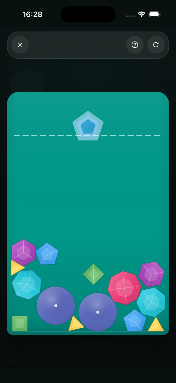 Budgetum's Merge Drop hidden game with colorful geometric pieces