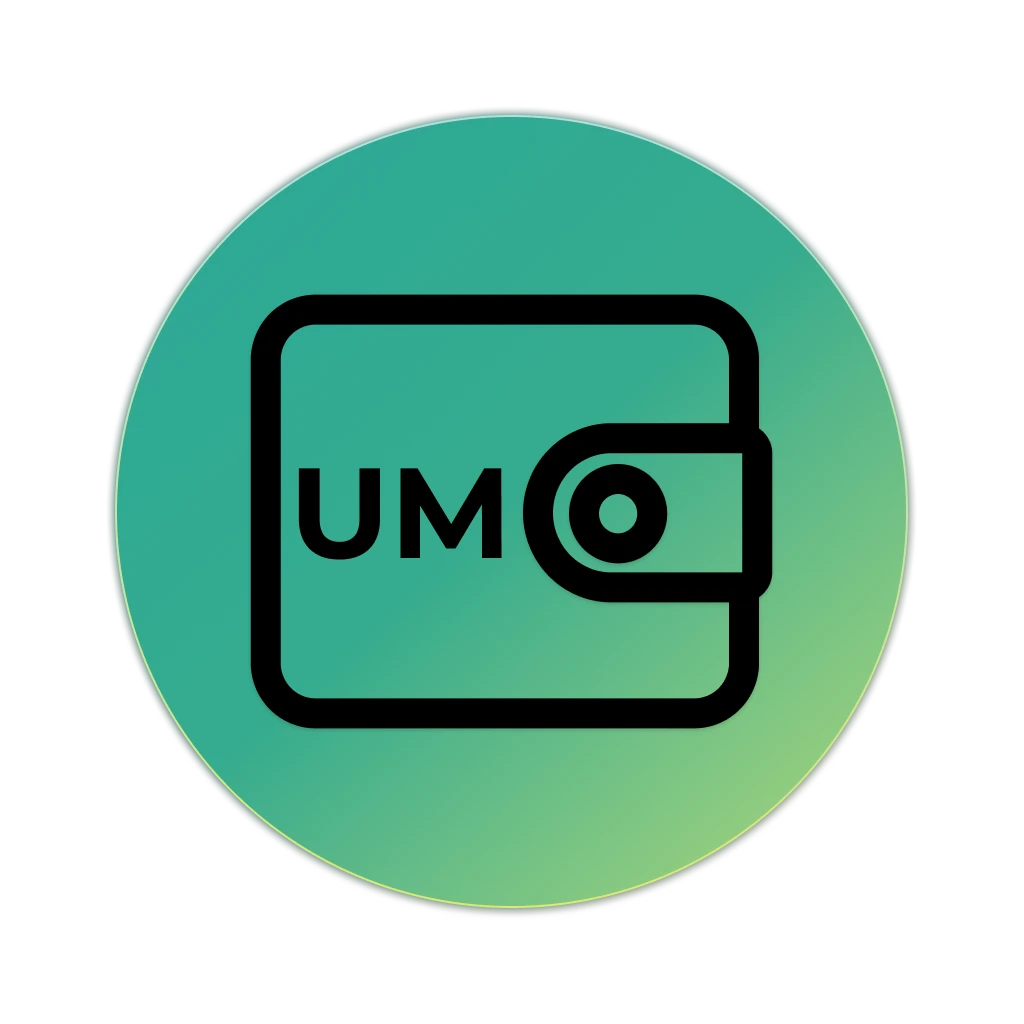 An early Budgetum app icon with a wallet outline and the letters UMO